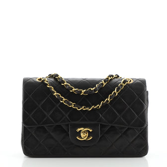 Chanel Vintage Classic Double Flap Bag Quilted Lambskin Small