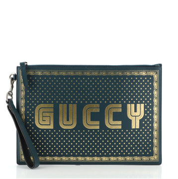 Gucci Wristlet Clutch Limited Edition Printed Leather