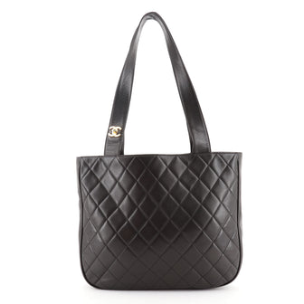 Chanel Vintage CC Lock Tote Quilted Lambskin Large