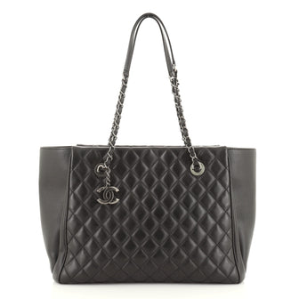 Chanel CC Charm Shopping Tote Quilted Lambskin Large
