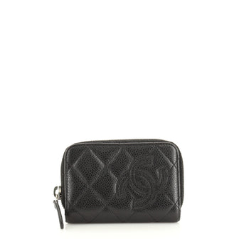 Chanel Timeless Zip Around Coin Purse Quilted Caviar