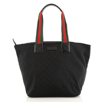 Gucci Web Zip Tote GG Canvas Large