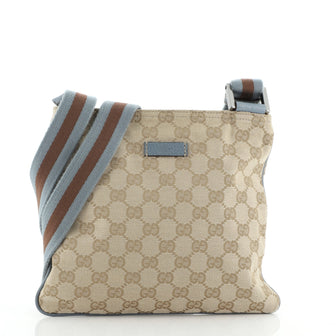 Gucci Web Strap Zip Messenger Bag GG Canvas Small