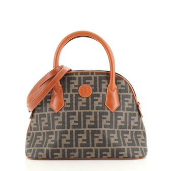 Fendi Vintage Convertible Dome Satchel Zucca Coated Canvas Medium