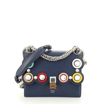 Fendi Eyelet Kan I Bag Leather with Crystals Small