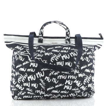 Miu Miu Shopping Tote Printed Denim Large