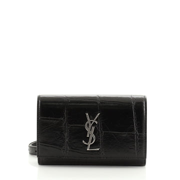 Saint Laurent Classic Monogram Kate Belt Bag Crocodile Embossed Leather