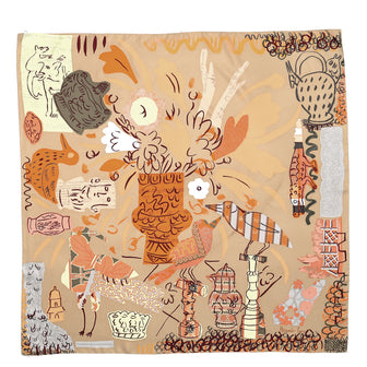 Hermes La Maison Des Oiseaux Parleurs Scarf Printed Silk 90