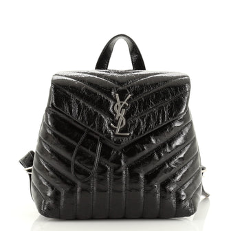Saint Laurent LouLou Backpack Matelasse Chevron Patent Small