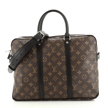 Louis Vuitton Porte-Documents Voyage Briefcase Macassar Monogram Canvas PM