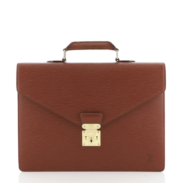 Louis Vuitton Serviette Ambassadeur Handbag Epi Leather Brown 5846052