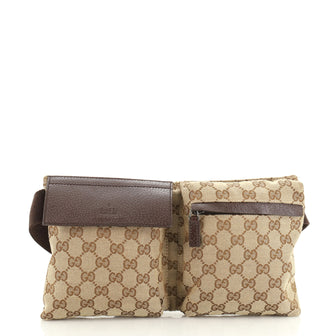 Gucci Vintage Double Belt Bag GG Canvas