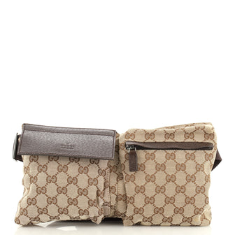 Gucci Vintage Double Belt Bag GG Canvas
