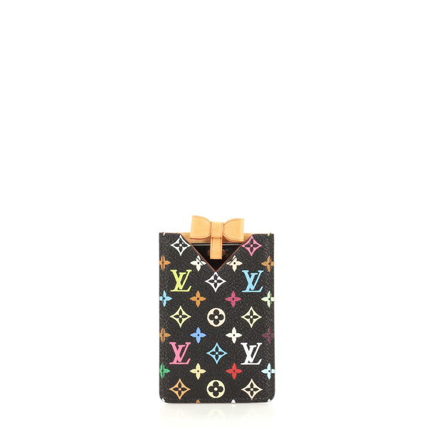 Lv black multicolor mirror and case pouch