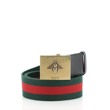 Gucci Bee Buckle Web Belt Canvas Wide