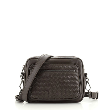 Bottega Veneta Front Pocket Crossbody Bag Leather and Intrecciato Nappa Small