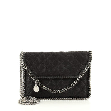 Stella McCartney Falabella Fold Over Flap Crossbody Bag Quilted Shaggy Deer Mini