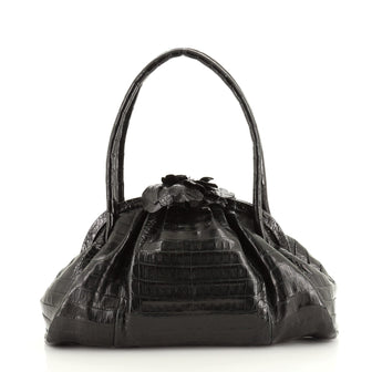 Nancy Gonzalez Flower Frame Top Handle Bag Crocodile Large