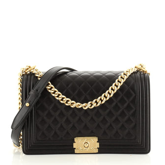 Chanel Boy Flap Bag Quilted Lambskin Old Medium
