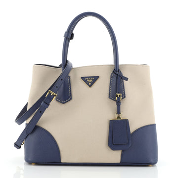 Prada Cuir Double Tote Canvas and Saffiano Leather Medium