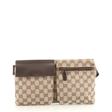 Gucci Vintage Double Belt Bag GG Canvas