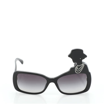 Chanel Coco Silhouette Rectangular Sunglasses Embellished Acetate