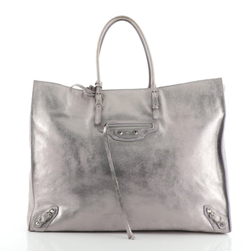 Balenciaga Milky Way Papier A4 Classic Studs Bag Metallic Leather Medium