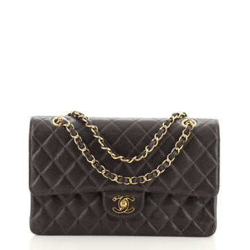 Chanel Vintage Classic Double Flap Bag Quilted Caviar Medium