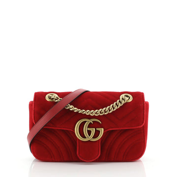 Gucci GG Marmont Flap Bag Matelasse Velvet Small