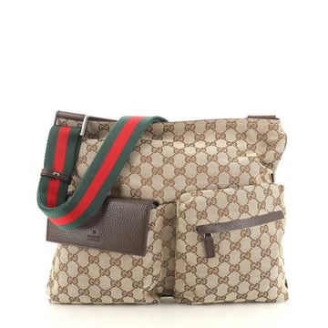 Gucci Double Pocket Web Messenger GG Canvas Medium
