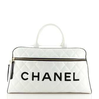 Chanel Vintage Logo Bowler Bag Quilted Lambskin Large