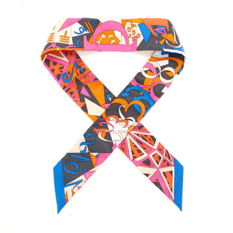 Hermes Twilly Printed Silk Long