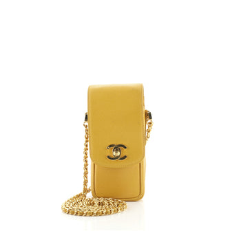 Chanel Vintage CC Phone Holder Crossbody Bag Caviar
