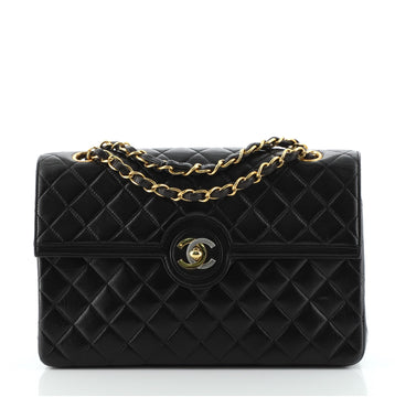 Chanel Vintage Two Tone CC Flap Bag Quilted Lambskin Medium
