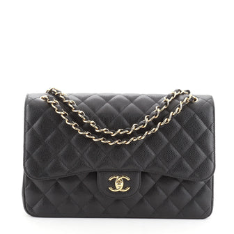 Chanel Classic Double Flap Bag Quilted Caviar Jumbo
