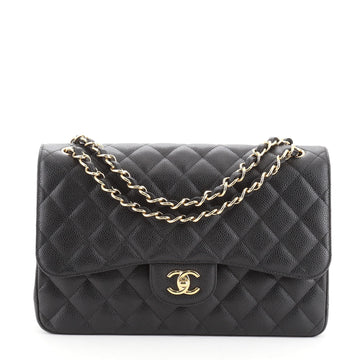 Chanel Classic Double Flap Bag Quilted Caviar Jumbo
