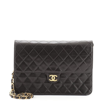 Chanel Vintage Clutch with Chain Quilted Leather Medium