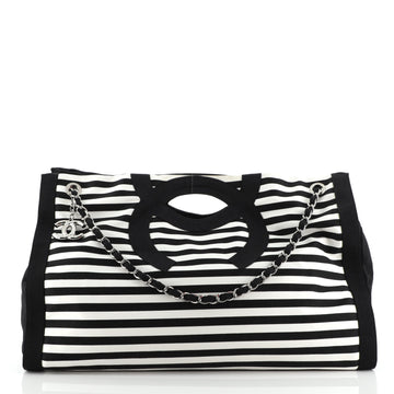 Chanel Mariniere Chain Tote Striped Canvas XL