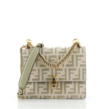 Fendi Kan U Shoulder Bag Zucca Embossed Leather Small