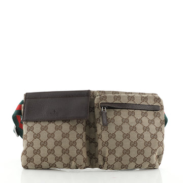 Gucci Vintage Double Belt Bag GG Canvas
