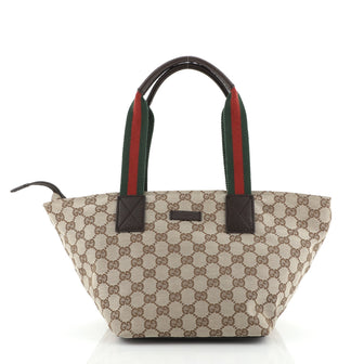 Gucci Web Zip Tote GG Canvas Medium