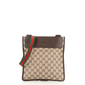 Gucci Vintage Web Crossbody Bag GG Canvas with Leather Small