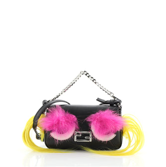 Fendi Monster Baguette Leather and Fur Micro