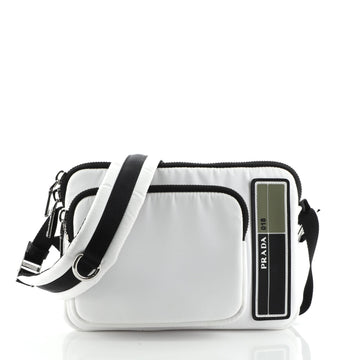 Prada Logo Patch Zip Messenger Bag Tessuto Medium