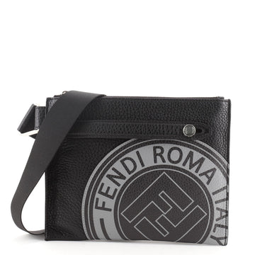 Fendi Logo Stamp Flat Messenger Printed Leather Small
