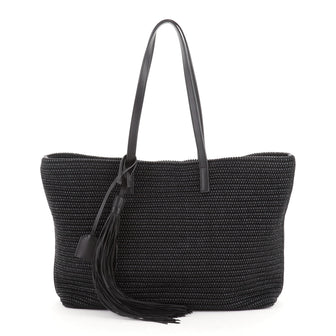 Saint Laurent Shopper Tote Woven Raffia East West