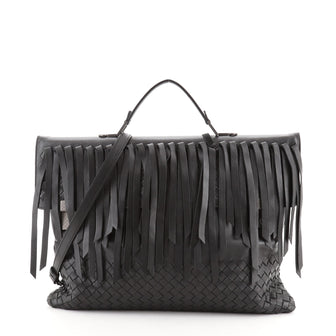 Bottega Veneta Convertible Flap Briefcase Fringe Intrecciato Nappa Large