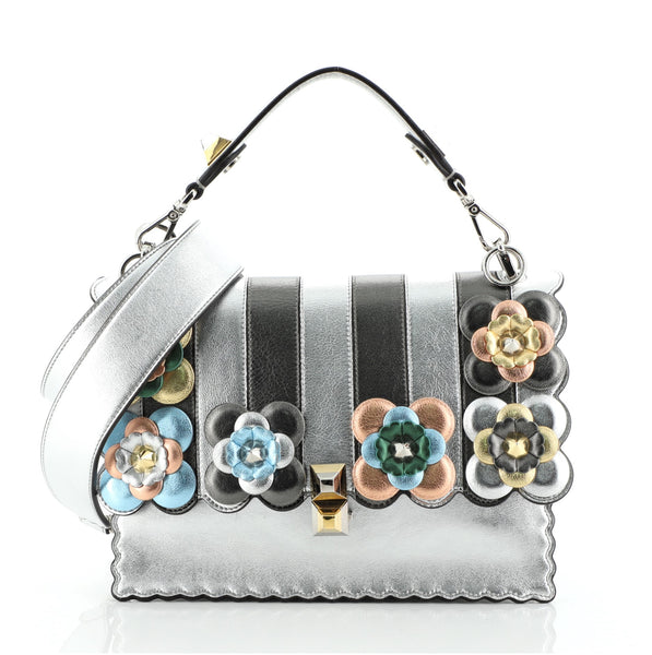 Fendi Flowerland Kan I Bag Embellished Leather Medium 58674 Fendi Flowerland Kan I Bag Embellished Leather Medium 58674