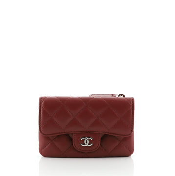 Chanel Classic Flap Zip Coin Pouch Quilted Lambskin