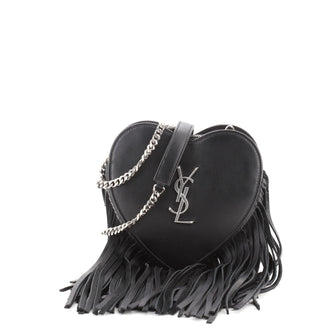 Saint Laurent Fringe Love Heart Chain Bag Leather Small